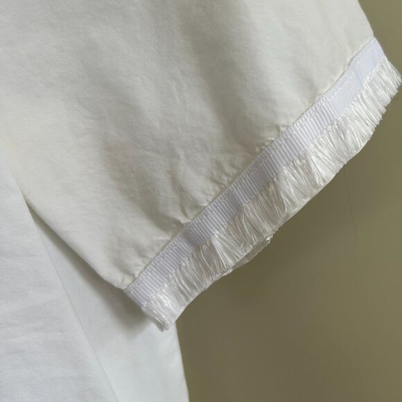 Samuji white cotton zip-up top with sleeve detail. - Picture 4 of 4